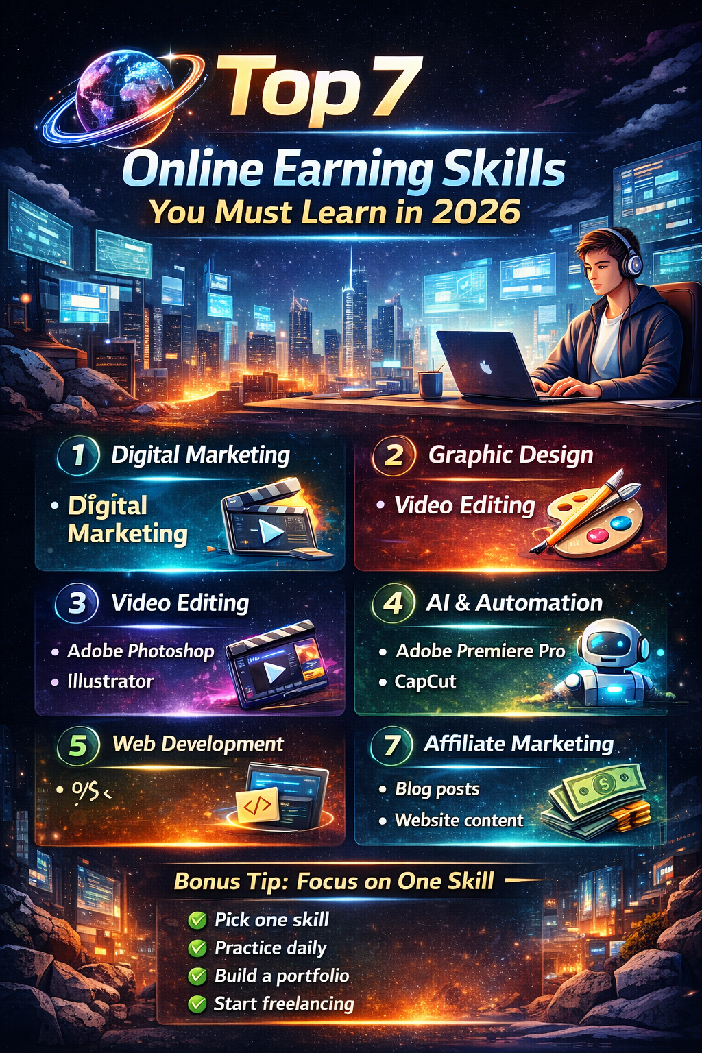 🌐 Top 7 Online Earning Skills You Must Learn in 2026 🌐 Top 7 Online Earning Skills You Must Learn in 2026